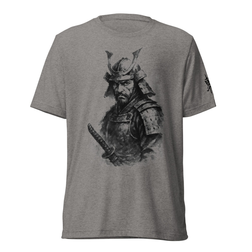 Japanese warrior shirt ZAN samurai design black cotton tshirt